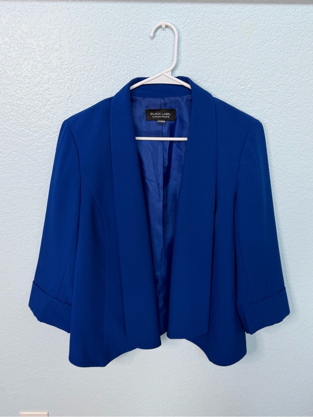 Evan-Picone Black Label Cobalt Blue Open Front Blazer Size 8